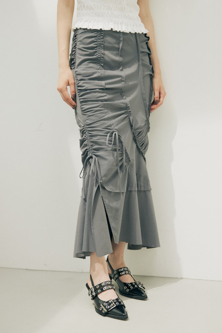 cut out gather skirt (grey) *JP