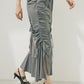 cut out gather skirt (grey) *JP