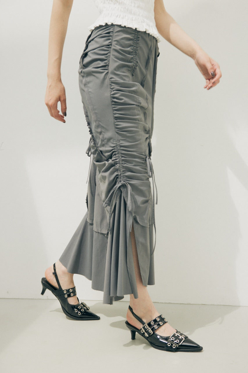 cut out gather skirt (grey) *JP