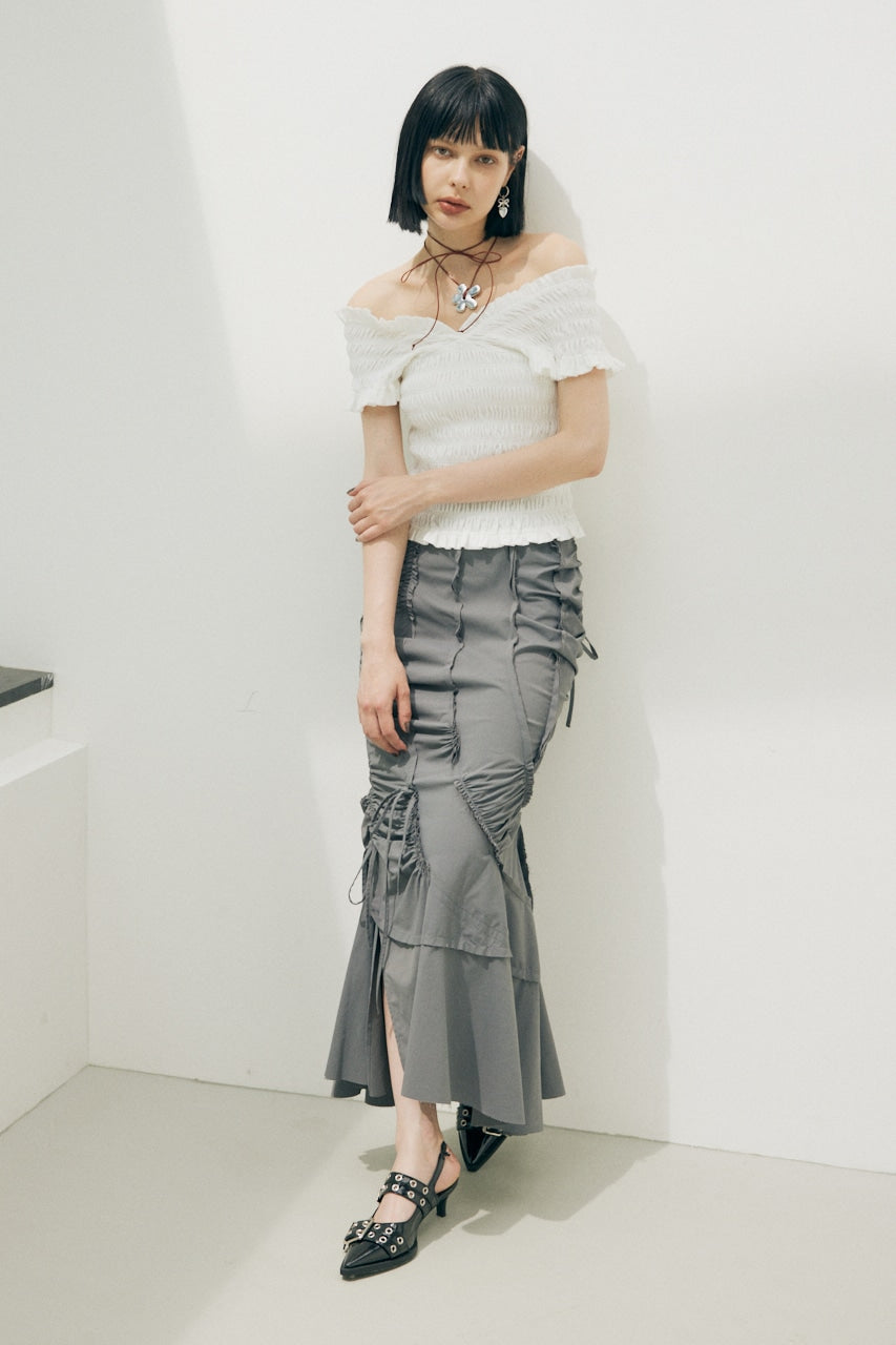 cut out gather skirt (grey) *JP