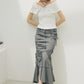 cut out gather skirt (grey) *JP