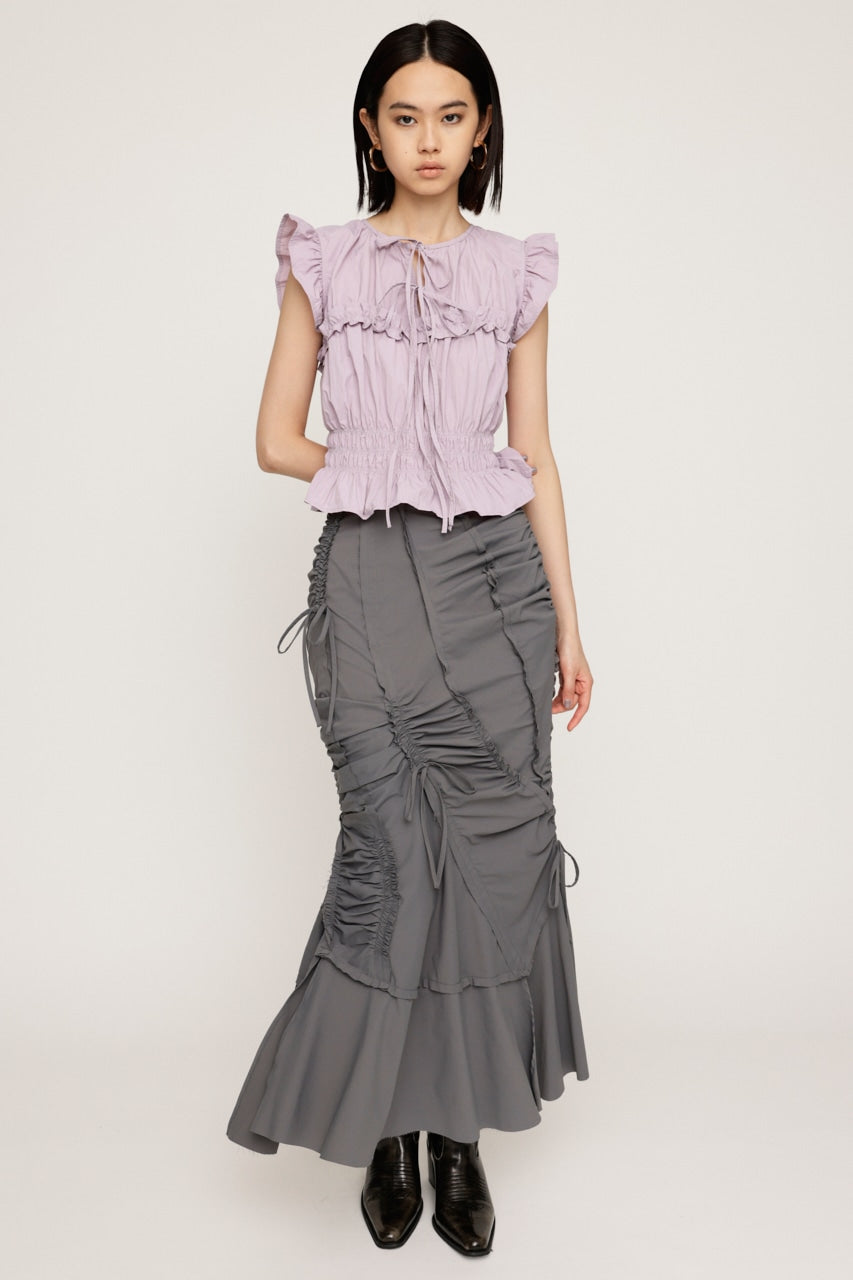 cut out gather skirt (grey) *JP