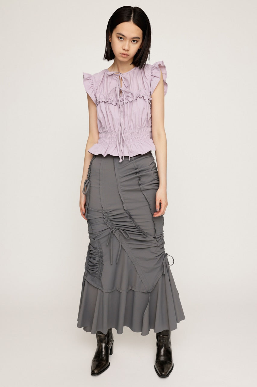 cut out gather skirt (grey) *JP