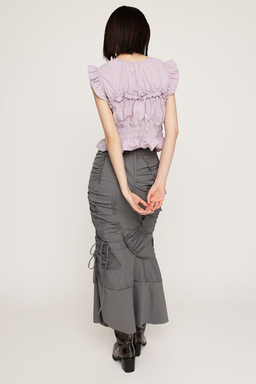 cut out gather skirt (grey) *JP