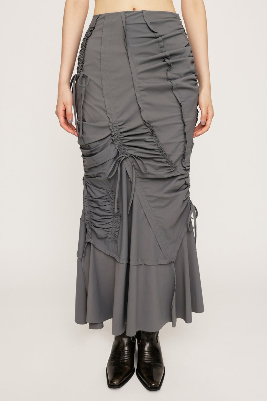 cut out gather skirt (grey) *JP