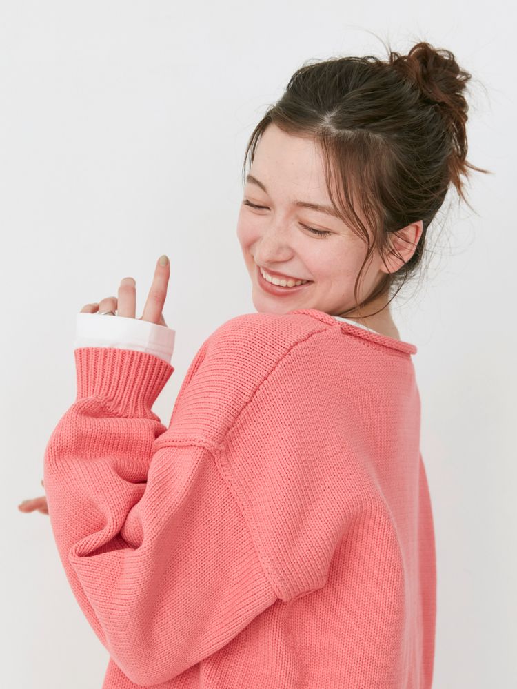 crew neck knit (pink) *JP