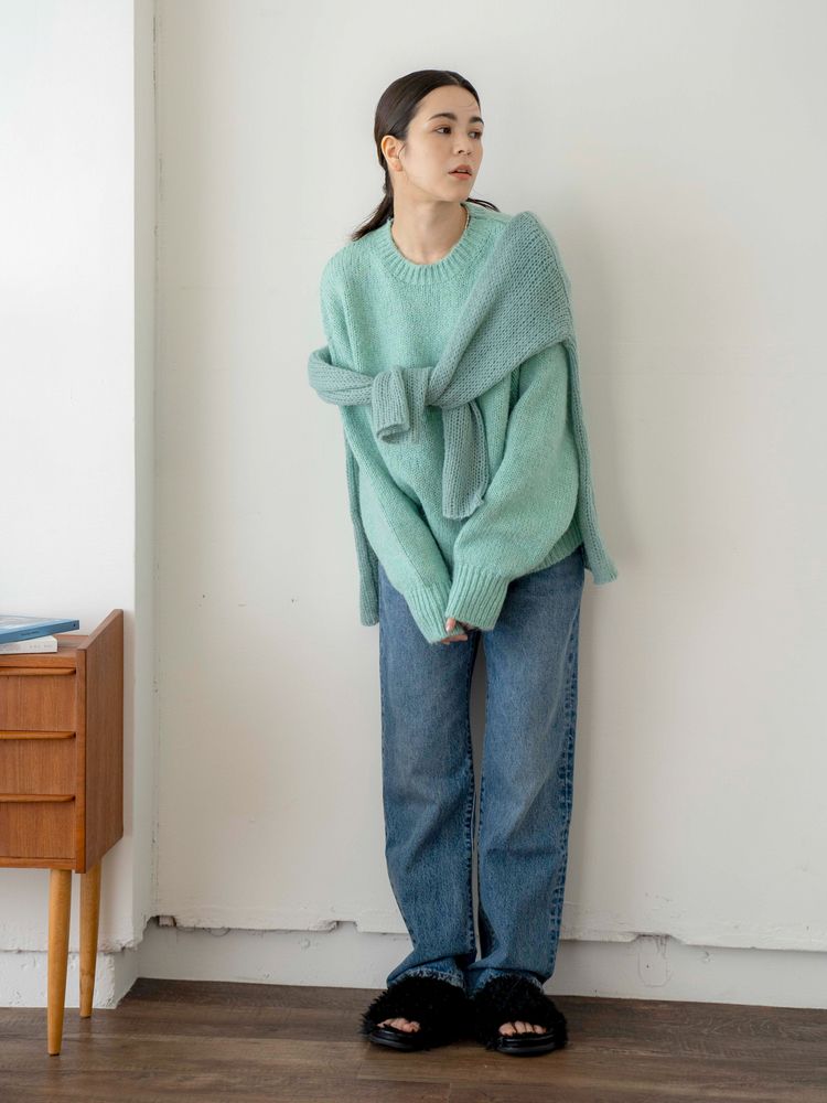 mohair blend loose knit (green) *JP