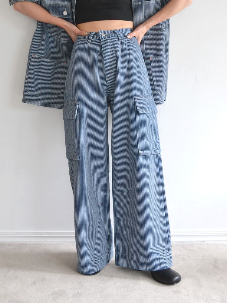 cargo loose denim jeans (denim) *JP