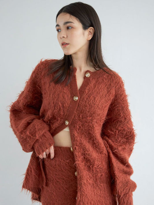 feather knit cardigan (orange) *JP