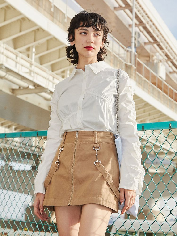 bit skirt pants (beige) *JP