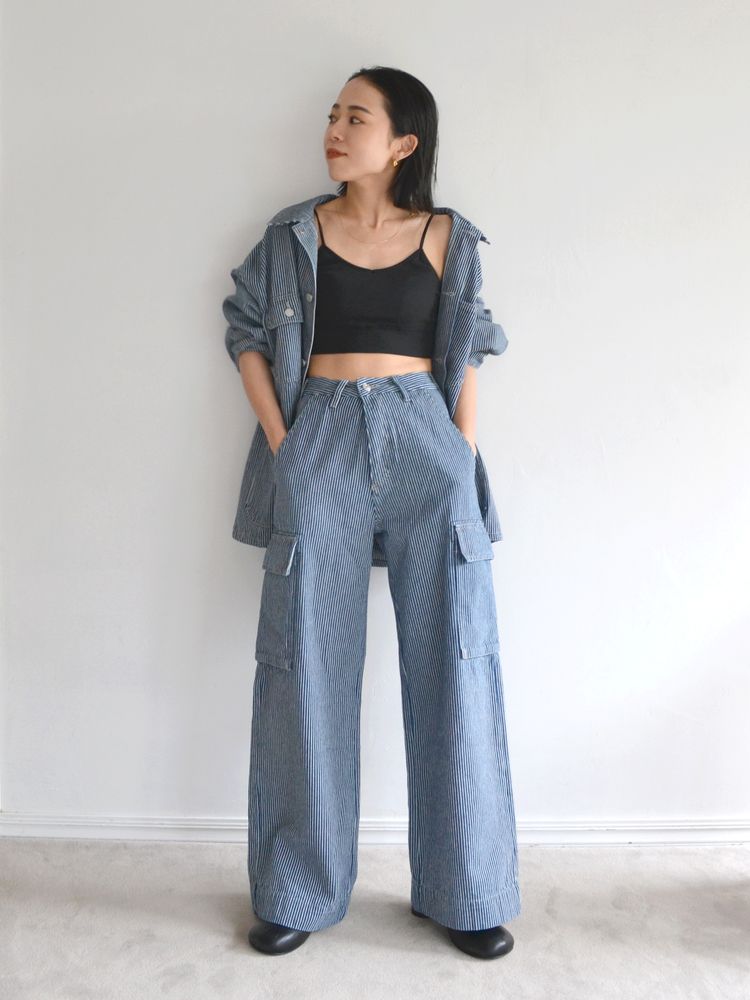 cargo loose denim jeans (denim) *JP