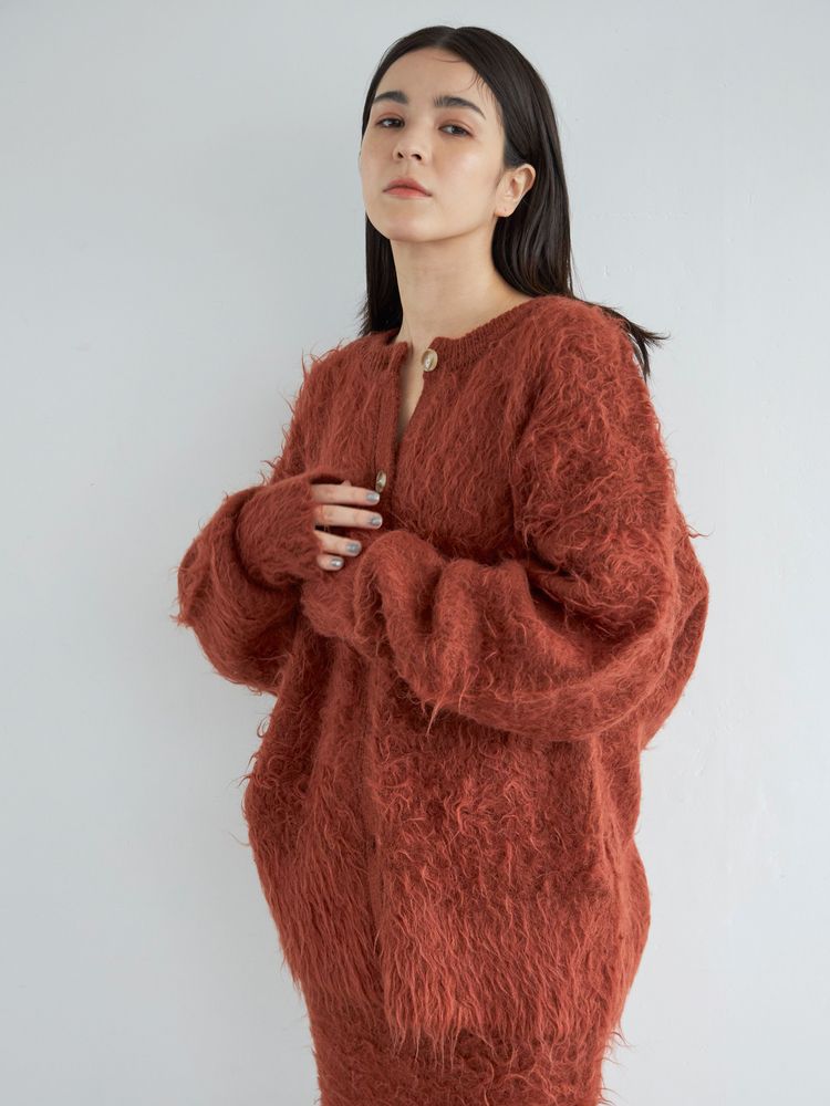 feather knit cardigan (orange) *JP