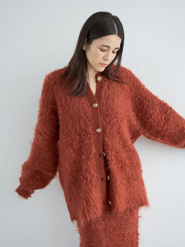 feather knit cardigan (orange) *JP