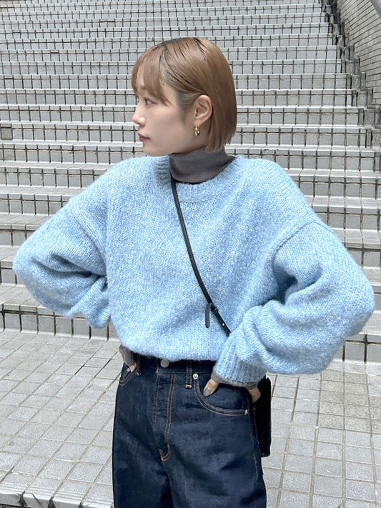 mohair blend loose knit (blue) *JP