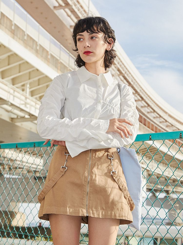 bit skirt pants (beige) *JP