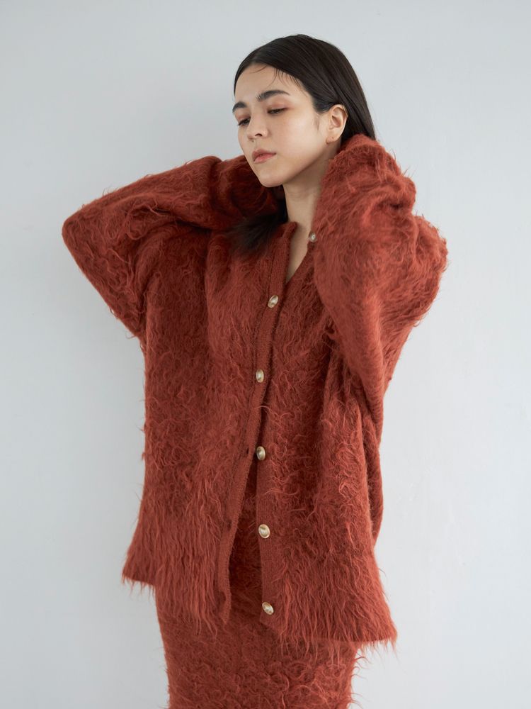 feather knit cardigan (orange) *JP