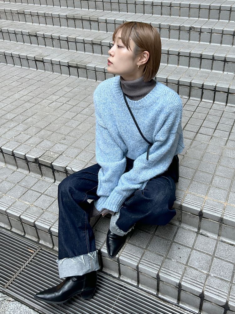 mohair blend loose knit (blue) *JP