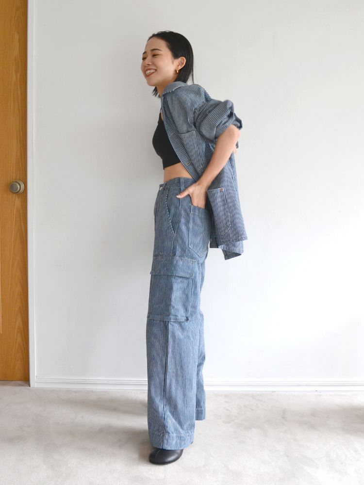 cargo loose denim jeans (denim) *JP