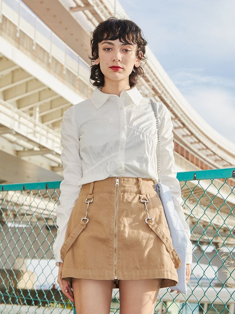 bit skirt pants (beige) *JP