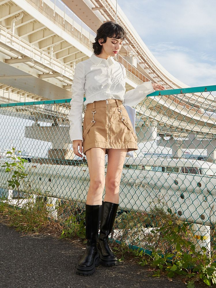 bit skirt pants (beige) *JP