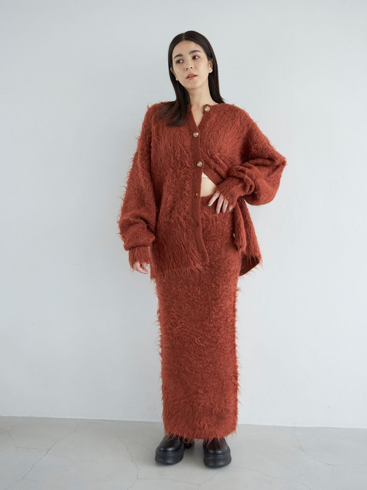 feather knit cardigan (orange) *JP