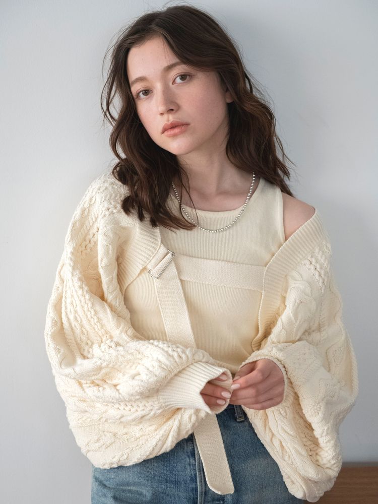 cable knit bolero set (ivory) *JP