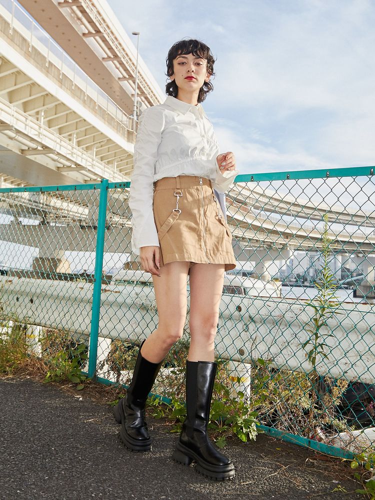 bit skirt pants (beige) *JP