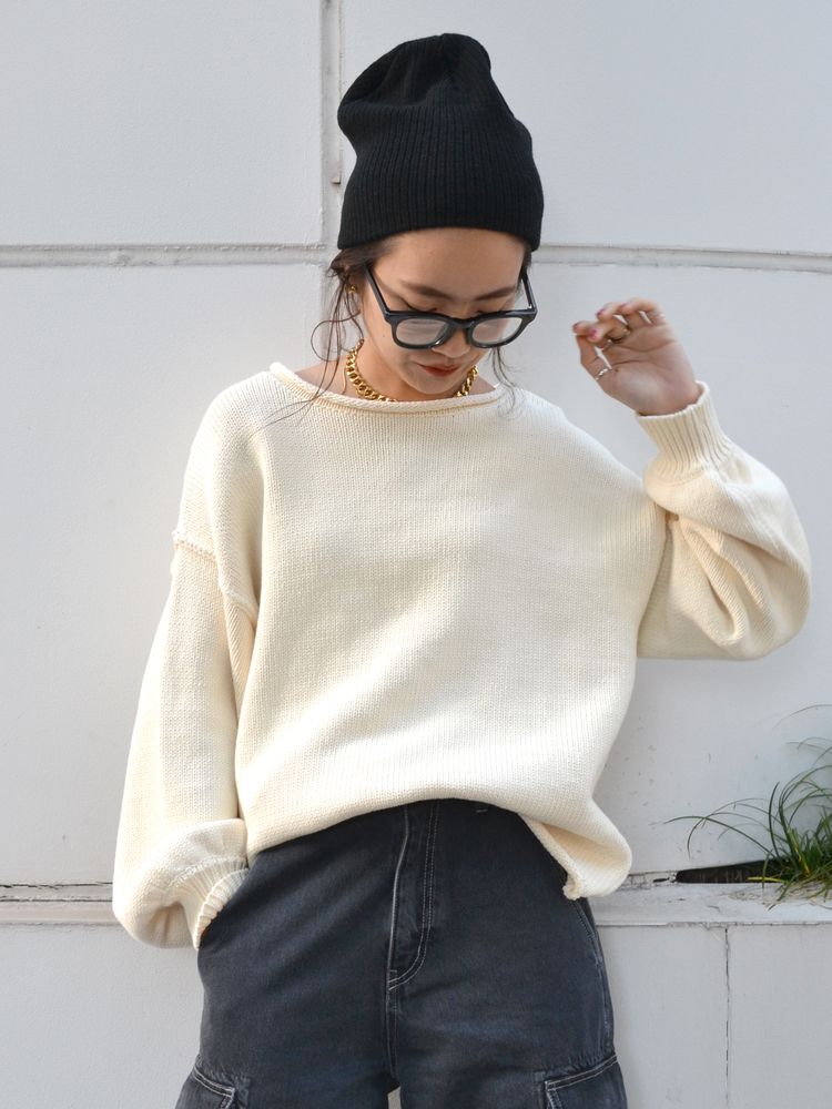 crew neck knit (ivory) *JP