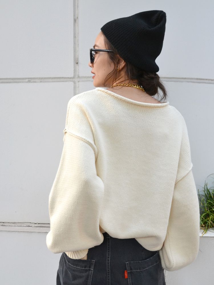 crew neck knit (ivory) *JP