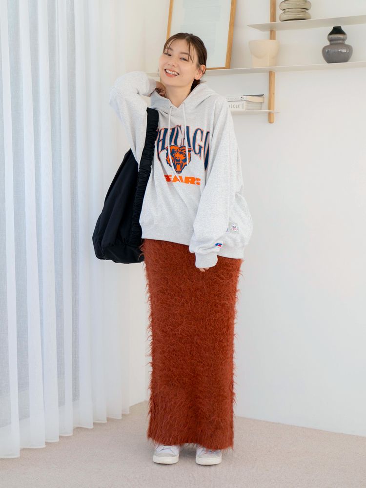 feather knit skirt (orange) *JP