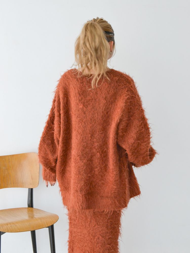 feather knit cardigan (orange) *JP