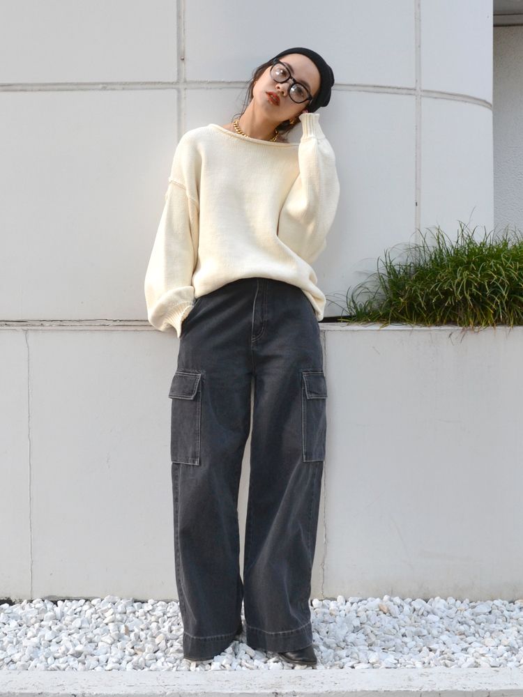 crew neck knit (ivory) *JP