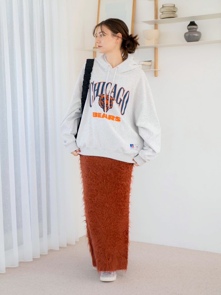 feather knit skirt (orange) *JP