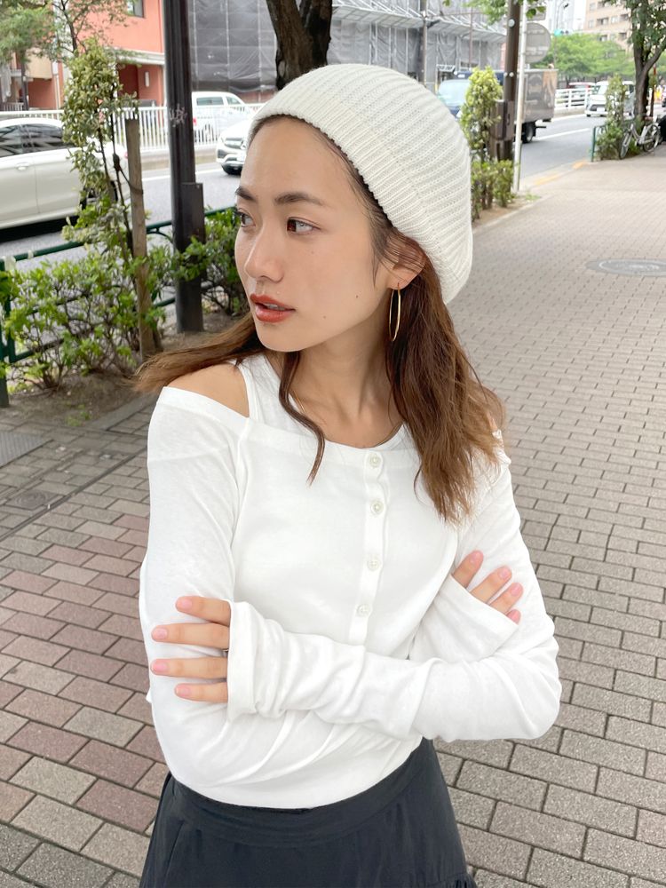 long sleeve tee set (white) *JP