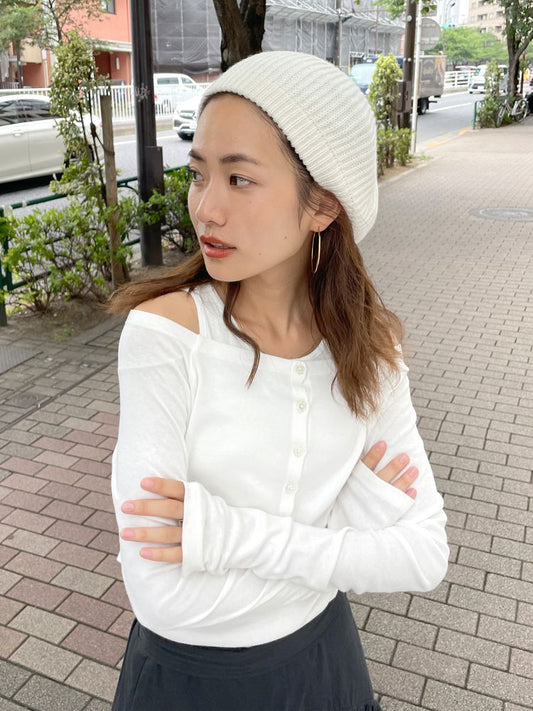 long sleeve tee set (white) *JP