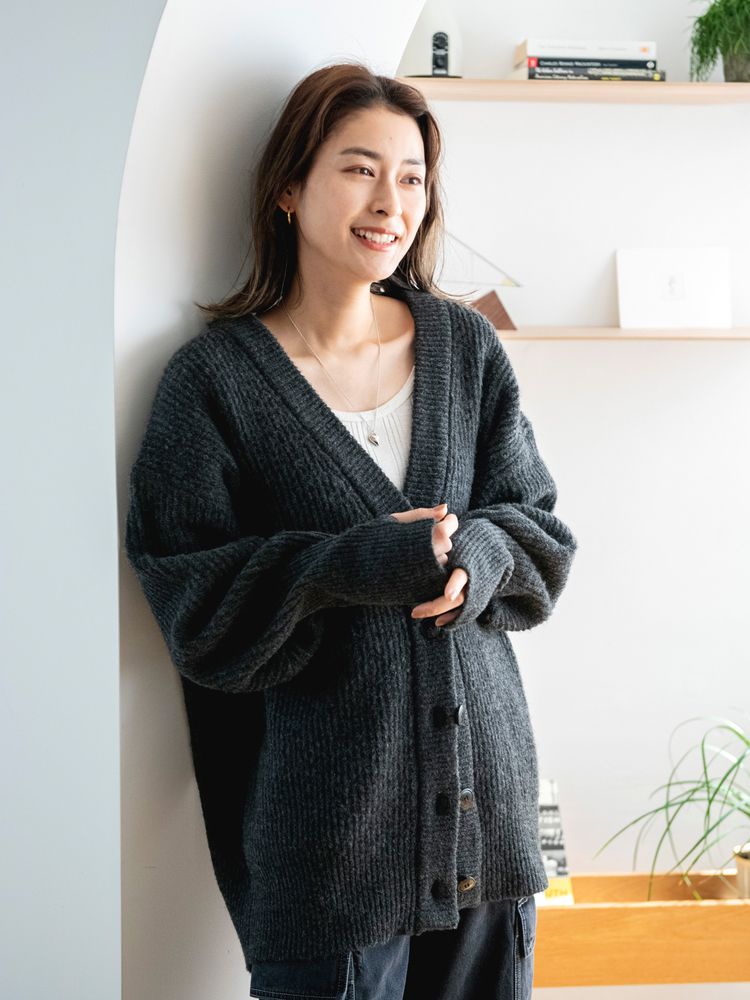 soft knit cardigan (charcoal) *JP