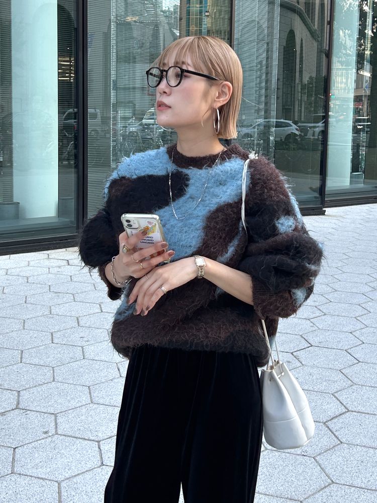 shaggy jacquard knit (brown) *JP