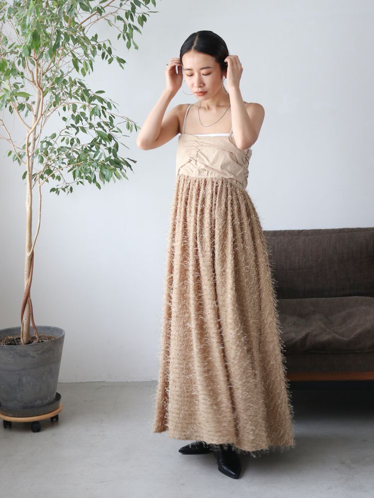 sequin design cami dress (beige) *JP