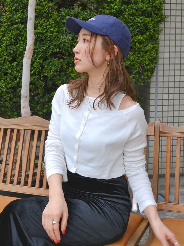 long sleeve tee set (white) *JP