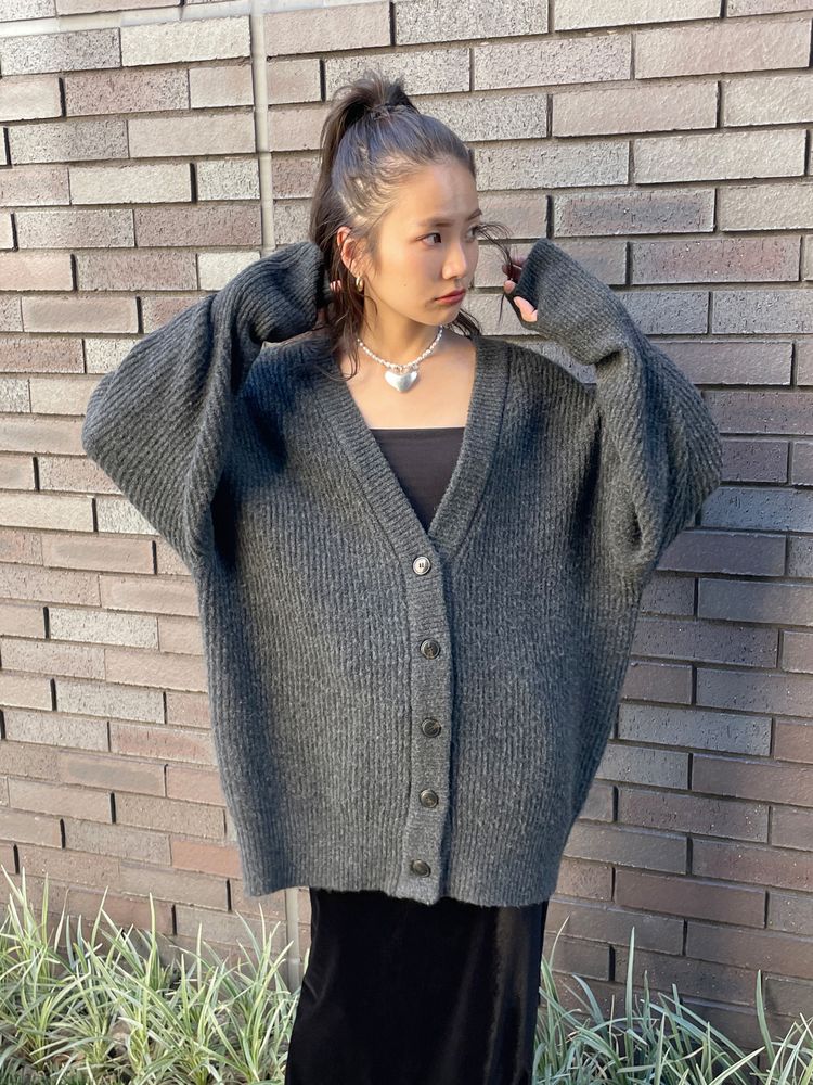 soft knit cardigan (charcoal) *JP