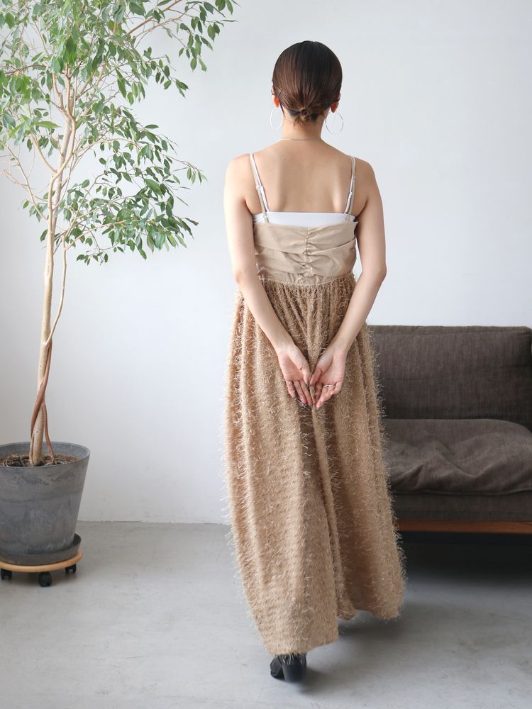 sequin design cami dress (beige) *JP