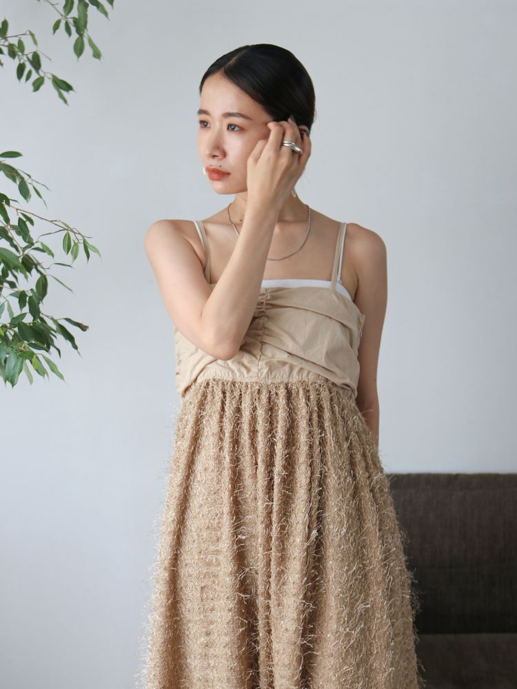 sequin design cami dress (beige) *JP