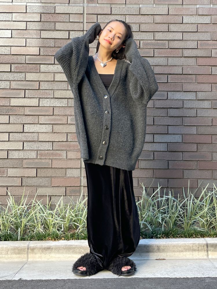 soft knit cardigan (charcoal) *JP