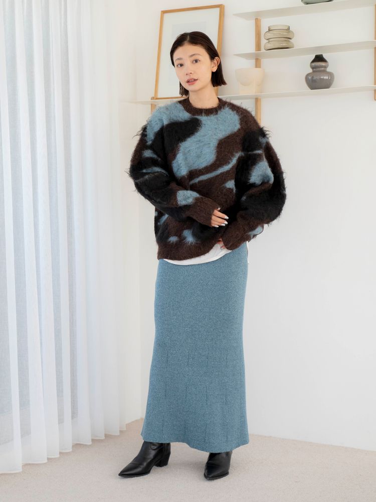 shaggy jacquard knit (brown) *JP