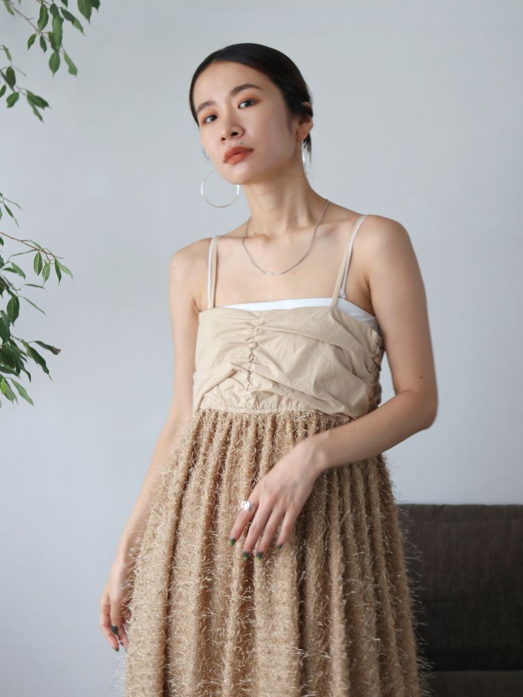 sequin design cami dress (beige) *JP