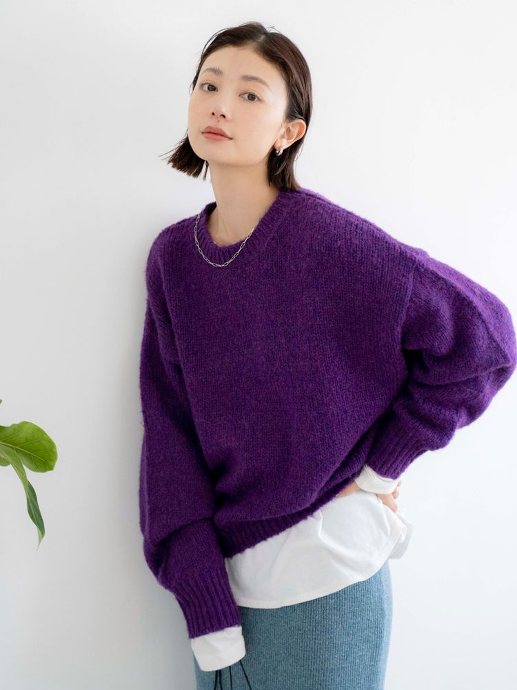 mohair blend loose knit (purple) *JP