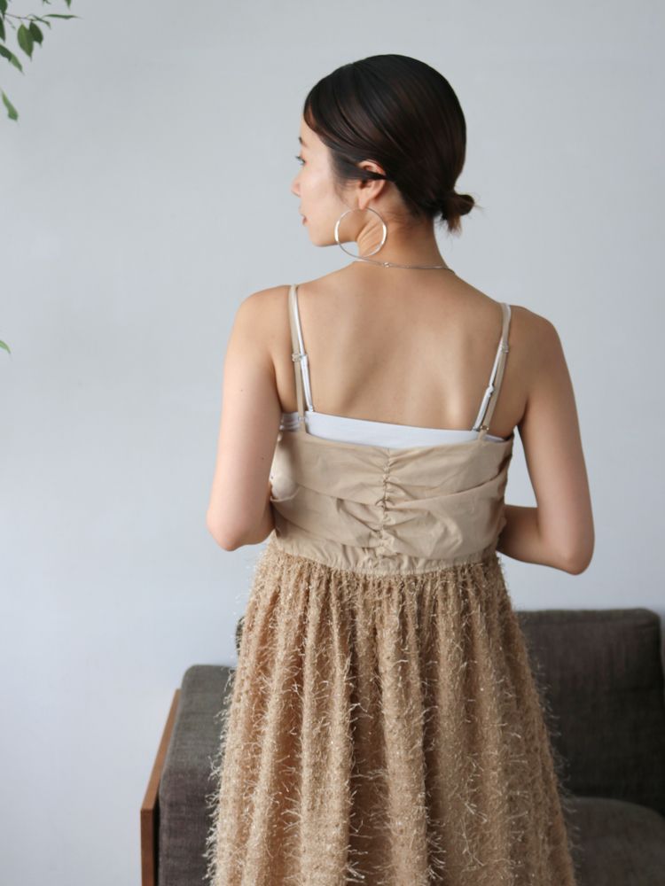 sequin design cami dress (beige) *JP