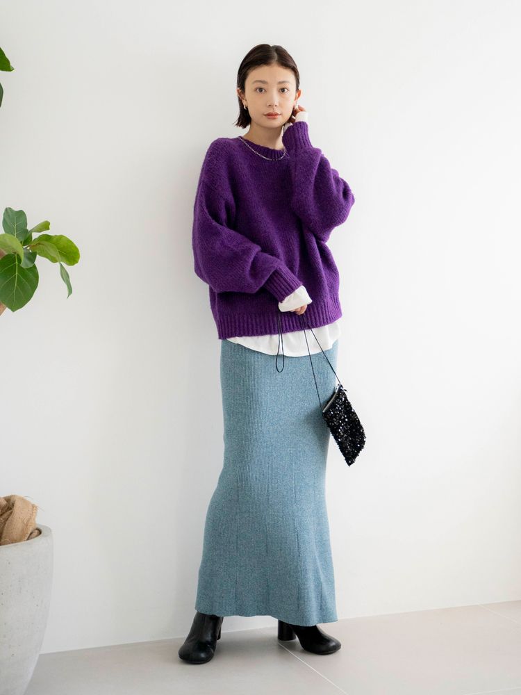 mohair blend loose knit (purple) *JP