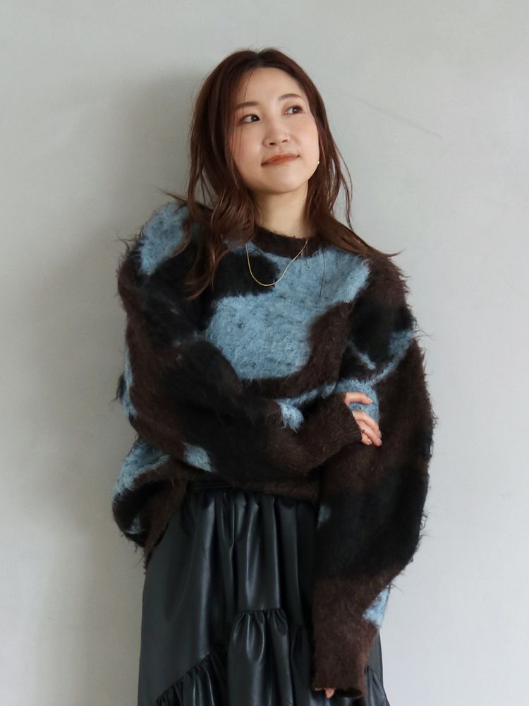 shaggy jacquard knit (brown) *JP