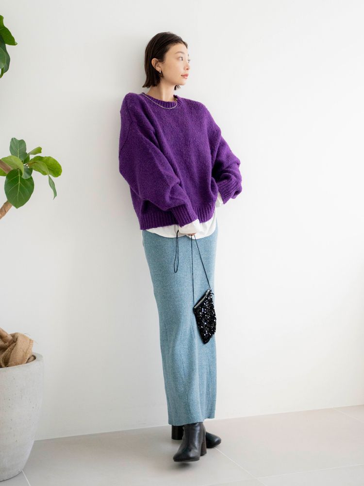 mohair blend loose knit (purple) *JP